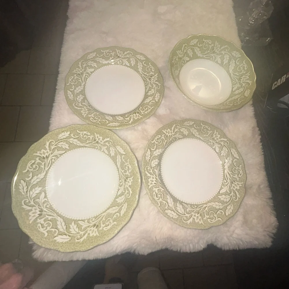 50%offw❤️ 4 pc J & G Meakin Renaissance Green Sterling Ironstone 6.5